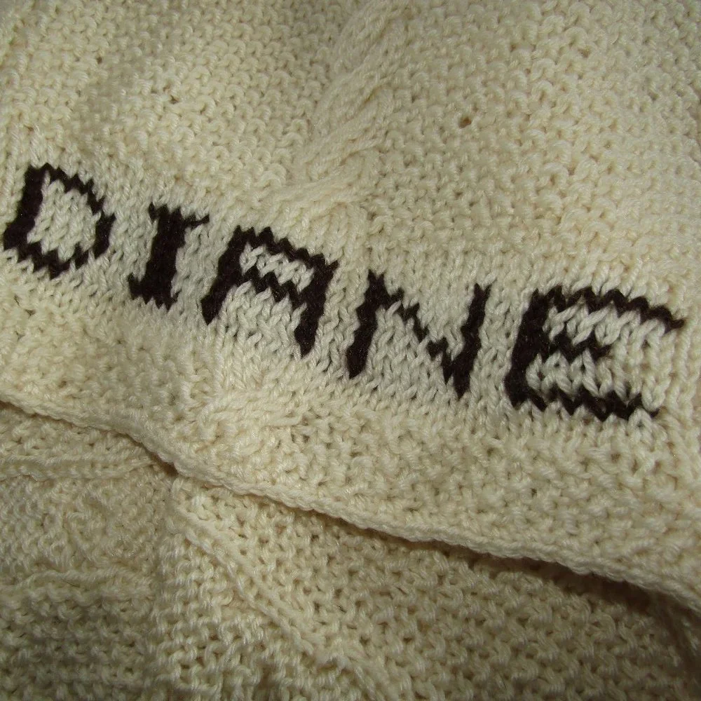 Handmade Knit Crocheted DIANE Throw Personalized